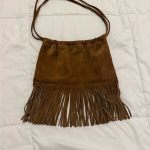 Brown Fringe Suede Shoulder Bag
